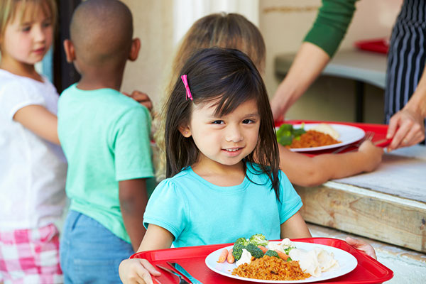 Student getting lunch from school.