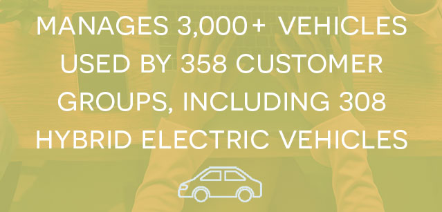 Manages 3,000+ vehicles used by 358 customer groups, including 308 hybrid electric vehicles.