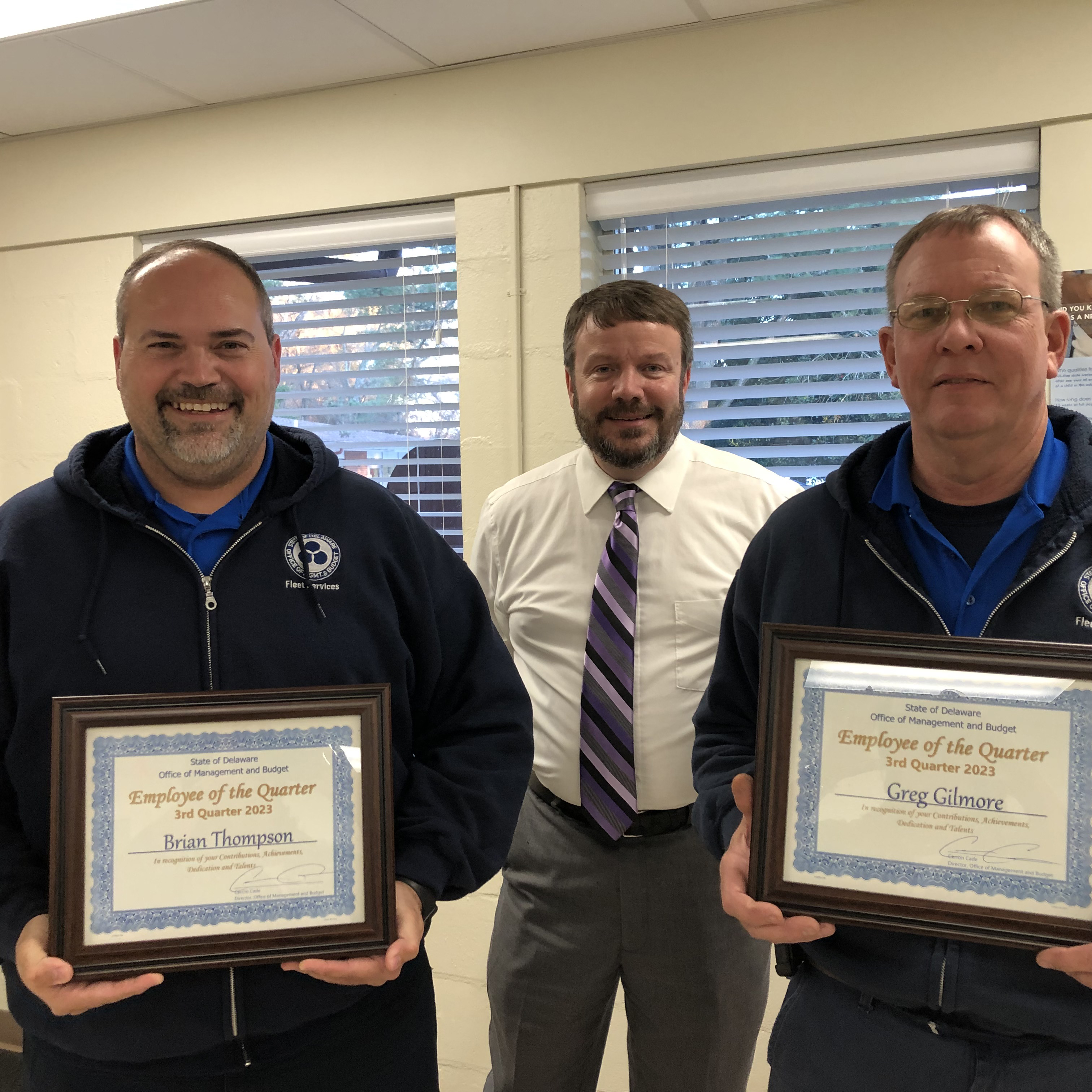 Brian Thompson and Greg Gilmore with Fleet Services Administrator, Dan Bent